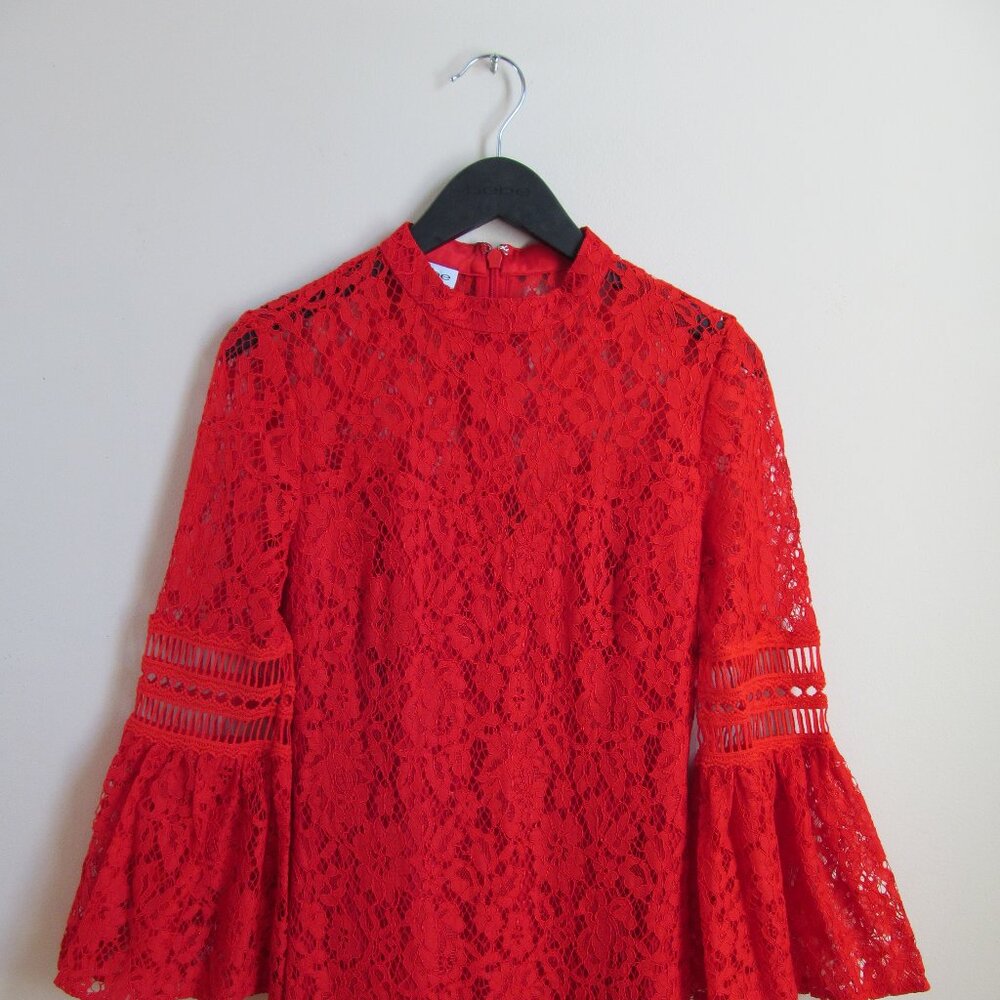 bebe Red Lace Maxi Dress – Size 6